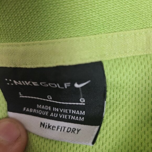 Nike Golf Men's size L Lime Green Dri-Fit Polo Shirt‎ Short Sleeve Logo - Picture 2 of 8
